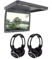 TView T206IR 20" Slim Flip Down Car/Truck Video Monitor + 2 Wireless Headsets