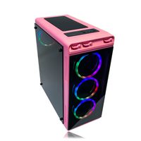 Gaming PC Desktop Computer Pink by Alarco Intel i5 3.10GHz,8GB Ram,1TB Hard Drive,Windows 10 Pro,WiFi Ready, Video Card Nvidia GTX 650 1GB, 4 RGB Fans. Pre-Built and Ready for Gaming, Plug and Play.