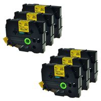 GREENCYCLE 6 Pack Black on Yellow Label Tape Compatible for Brother TZE 641 TZe641, 3/4 Inch, PT-2100 Labeling Maker