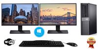 Dell Optiplex 980  Desktop PC with Two NEW DELL 24 inch Monitor - Intel Core i5-650 3.2GHz 16GB 250GB DVD Windows 10 ~ Keyboard & Mouse ~ WiFi Adapter(Renewed)