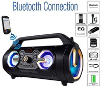 Boytone BT-16G Portable Bluetooth Boombox Speaker, Indoor/Outdoor 2.1 Hi-Fi Cylinder Loud Sound Built-in 5" Subwoofer, 2 x 3 Tweeter, FM Radio, USB, Micro SD, AUX, Microphone, Recording, RGB Light