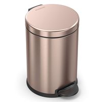 simplehuman 4.5 Liter / 1.2 Gallon Stainless Steel Round Bathroom Step, Rose Gold trash can