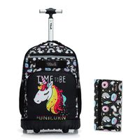 Tilami Rolling Backpack 18 inch with Pencil Case Wheeled Laptop Bag, Hourse