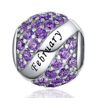 JIAYIQI February Birthstone Charms for Pandora Charms Bracelet- 925 Sterling Silver Bead Openwork Charms, Happy Birthday Charms for Bracelet and Necklace