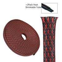 1/4 Inch Flexo Clean Cut Braided Cable Sleeve-Red&Black-25 Feet