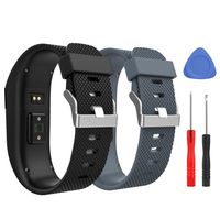 MoKo Band for Fitbit Charge HR, [2 Pack] Premium Soft Rubber Adjustable Replacement Strap for Fitbit Charge HR Fitness Wristband, Large Size, Black & Cyan