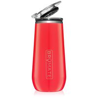 BrüMate 12oz Insulated Champagne Flute With Flip-Top Lid - Made With Vacuum Insulated Stainless Steel (Coral)