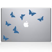 The Decal Guru 1029-MAC-12M-LB Butterflies Decal Vinyl Sticker, 12" Macbook, Blue