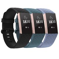adepoy Compatible with Fitbit Charge 3 Bands for Women Men Large Small, Adjustable Replacement Wristbands for Fitbit Charge 3 and Fitbit Charge 3 SE, 3 Pack, Black, Slate, BlueGray, Large