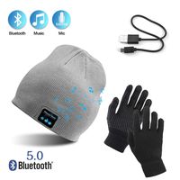 AYPOW Bluetooth Beanie with Touchscreen Gloves Set, Winter Warm Knitted Wireless Bluetooth Headset Music Hat for Running/Skiing/Hiking