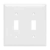 Power Gear Double, White, Unbreakable Nylon, Screws Included, UL Listed, 40025 Toggle Switch Wallplate, Standard