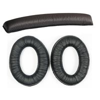 Headset Repair Parts for Sennheiser HD202 HD212 pro HD437 HD447 HD457 HD497 Headphones Earmuffs Ear Pad(Earpads Leather Cushion+Headband earmuffes) Black