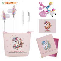 DTMNEP Unicorn Gifts Earbuds Earphones for Girls Kids Compatible with Apple Android with Unicorn Key Chain, Headphone Bag, Gift Card, Gift Box, and Back to School Supply for Kids