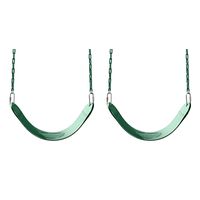 Swing-N-Slide Heavy Duty Swing Seat Set of Outdoor Playground Swings with Coated Chains & Quick Links, Green, Pack of 2