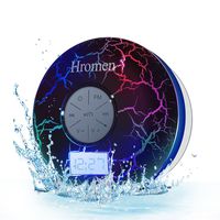 Hromen Bluetooth Speaker,2nd Gen IPX7 Waterproof Bluetooth Speakers, Bathroom Shower Speaker with FM Radio,wiereless Cool Cracking Backlit, Suction Cup,Outdoor Speaker, Good Gift