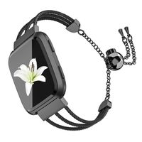 TOYOUTHS Stainless Steel Bracelet Compatible with Fitbit Versa/Versa 2 Bands for Women Premium Metal Wristband Replacement Versa Lite Special Edition SE Bangle Strap Dressy Accessories Black