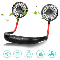 ASRUIO Hands Free Personal Fan Rechargeable USB Portable Fan Wearable Neckband Sports Cooling Fan Battery Operated Dual Wind Head Adjustable Fan for Traveling Sporting Office Home