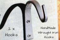 Wrought Iron Hooks Wrought Hooks Hanger Wrought Iron hooks for Lantern Wrought Iron Hooks for Coat Wrought Iron Hooks Rustic Wrought Iron Hooks for Hanging Wrought Iron Hooks Vintage - 2 Hooks!