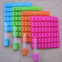 MINGLIFE Silicone Candy Mold, 1 Pack Colorful Gummy Bear Mold with 1 Dropper for DIY Candy, Jelly, Cookie, Chocolate, Flavored Ice - 53 Cavities per Tray - Random Color (Rndom)