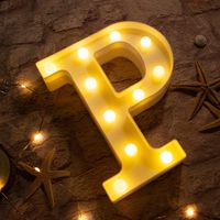 Brightown Decorative LED Marquee Letter Lights 26 Alphabet Light Up Letters Sign for Wedding Birthday Party Night Light Home Bar Decoration Battery Operated (P)