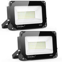 Onforu 2 Pack 60W LED Flood Light, 6000lm Super Bright LED Floodlight, IP65 Waterproof Outdoor Security Lights, 5000K Daylight White Flood Light for Yard, Playground, Basketball Court