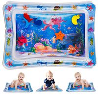 Flow.month Inflatable Tummy Time Premium Water Play Mat Infants Toddlers Newborns Toys for 3 6 9 Months is The Perfect Fun Belly Time Play Activity Center for Your Baby's Stimulation Growth 26"x20"