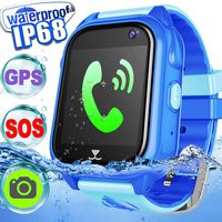 Waterproof Smart Watch for Boys Girls Touchscreen GPS Tracker Smartwatch Phone with SIM Card SOS Tow-way Call Camera Voice Chat Digital Watch Activiity Tracking Xmas Holiday Birthday Toys Gifts-Blue