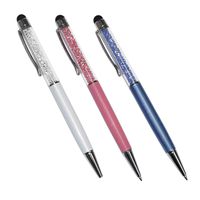 Premiertek 2-in-1 Crystal Touch Screen Stylus with Pens, 3-Pack, Blue/White/Pink (STP-3PK-2)