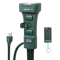 DEWENWILS Outdoor Power Stake Timer with Remote, Waterproof Power Strip Timer, 6 Grounded Outlets, 6 ft Extension Cord, 100 ft Remote Control, Yard Stake Timer for Christmas Lights,15A 1/2HP UL Listed