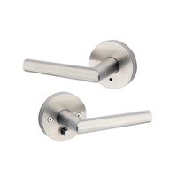 Kwikset Satin Nickel 91550-003 Milan Door Handle Lever with Modern Contemporary Slim Round Design for Home Bedroom or Bathroom Privacy