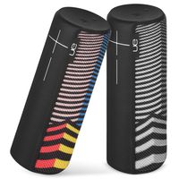 Logitech UE Boom 2 Portable Waterproof Bluetooth Speaker - Wireless Boom Box - Downtown Deco Multi-Color and Black White Stripes - Bulk Packaging (Twin Pack - 2 Speakers)