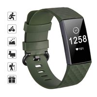 TOMALL Replacement Silicone Bands Compatible for Fitbit Charge 3,Waterproof Sport Wristband Bracelet for Women Men (Large, Olive Green)