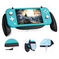 Gaming Grip Case for Nintendo Switch Lite, Charging Grip Case with Game Card Storage Box, Compatible 5V 2A AC Adapter with Type-C Cable for Switch Lite Console, Black