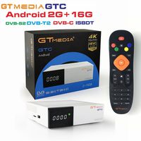 GTMedia GTC Satellite Receiver DVB-S2&T2&C ISDB-T Amlogic S905D Android 6.0 2GB RAM 16GB ROM BT4.0 Supports UHD 4K 30pfs/60fps H.265 MPEG-4