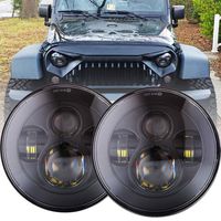 DOT Approved 90W 7 Inch Round LED Headlight High Low Beam for Jeep Wrangler 97-2017 JK TJ LJ JKU Rubicon Sahara Hummer H1 H2 Toyota Land Cruiser Dodge Dakota 2 PCS Black