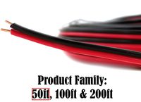 GS Power 22 AWG (American Wire Gauge) Pure Copper Wire 50 ft Red 50 feet Black Bonded Zip Cord Cable for Car Audio Stereo Low Voltage Automotive Harness Wiring Also in 100 & 200 ft Roll