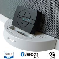 CoolStream Boom 30 Pin Bluetooth Adapter for Bose SoundDock and Wired Headphones with 3D Sound aptX (Black)