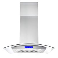 Cosmo COS-668ICS750 30-in Island Range Hood 900-CFM, Ceiling Mount Chimney-Style Over Stove Vent with Light, Permanent Filter, 3 Speed Exhaust Fan Timer, Duct Convertible to Ductless (Stainless Steel)