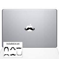 The Decal Guru 2037-MAC-13P-BLA Mac Mustaches Decal Vinyl Sticker, Black, 13" MacBook Pro (2015 & Older)