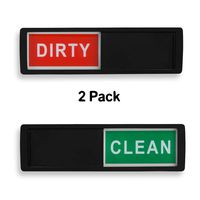 Clean Dirty Dishwasher Magnet - Non-Scratch Magnetic Signage Indicator for Kitchen Dishes with Clear, Bold & Colored Text - Easy to Read & Slide for Changing Signs (2 Pack Black)