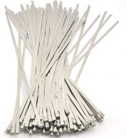 Quwei Stainless Steel Cable Ties-Locking Metal Zip-Exhaust Wrap Coated 100Pcs 11.8 Inches Multi-Purpose Locking Cable Ties