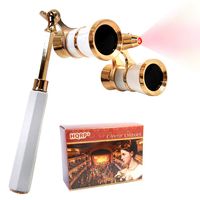 HQRP Opera Glasses White-Pearl with Gold Trim w/Built-in Extendable Handle w/Crystal Clear Optics (CCO) in HQRP Gift Box