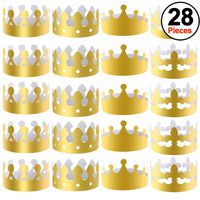 SIQUK 28 Pieces Gold Paper Crowns Party King Crown Paper Hats for Party and Celebration