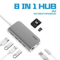 ﻿USB C Hub Adapter, 8-in-1 USB C Adapter, with 4K USB C to HDMI, USB C Port, RJ45 Gigabit Ethernet, SD/TF Card Reader, 3 USB 3.0 Ports, for MacBook Pro 2019/2018/2017, Chromebook, XPS, and More