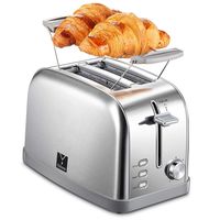 2 Slice Toaster with 7 Bread Shade Settings and Warming Rack, Toast Evenly and Quickly, Extra Wide Slots, Bagel Toaster, Defrost/Bagel/Cancel Function, Removable Crumb Tray, Stainless Steel Toaster