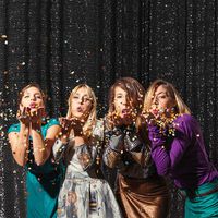 Eternal Beauty Black Sequin Wedding Backdrop Photography Background Party Curtain, 4Ft X 6Ft