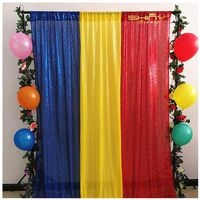 ShinyBeauty Pack of 3 Red-Yellow-Royal Blue 4FTx6FT Sequin Backdrop Curtain Cool Photography Backdrops Curtain Panel Backdrops with Rod Pockets-190706E