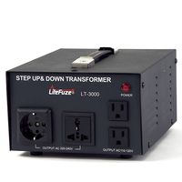 LiteFuze LT-3000 3000 Watt Voltage Converter Transformer - Step Up/Down - 110V/220V - Circuit Breaker Protection