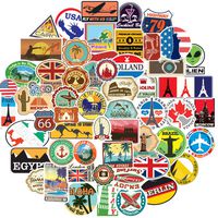 Travel Stickers of World Famous Tourism Country and Regions Logo for Travel Map National Flag,Waterproof Decals for Luggage,Suitcase,Book Covers,Laptop,Phone(100pcs)