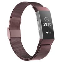 POY Compatible for Fitbit Charge 3 Bands,Replacement Wristbands for Fitbit Charge 3 SE Fitness Activity Tracker, Metal Stainless Steel Bracelet Strap with Unique Magnet Lock for Women Men Coffee S